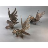 Vintage silver plated fighting cocks x 3 the larger approximately 14cm high