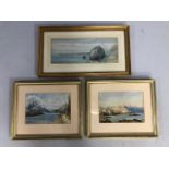 Antique paintings, Three water colours of French landscapes, one signed Antibes , C M Hann, all in