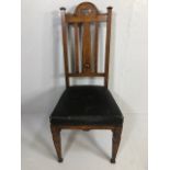 Antique Furniture, Arts and Crafts style oak high back chair, slated back with tapered front legs