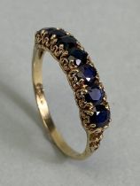 9ct yellow gold seven stone Sapphire gemstone ring size approx 'S'