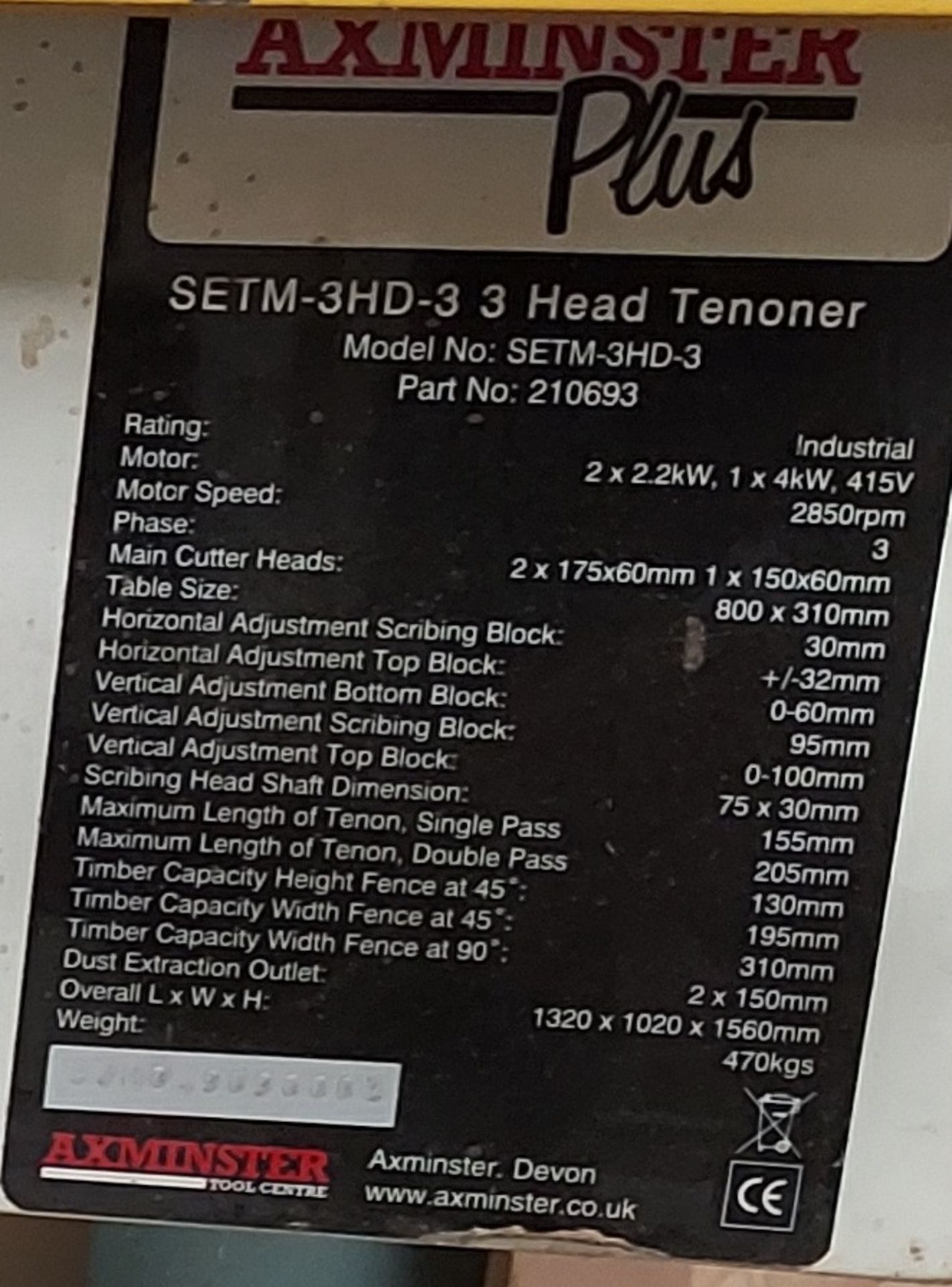 Axminster SETM-3HD-3 3 Head Tenoner (Used) - Image 4 of 4