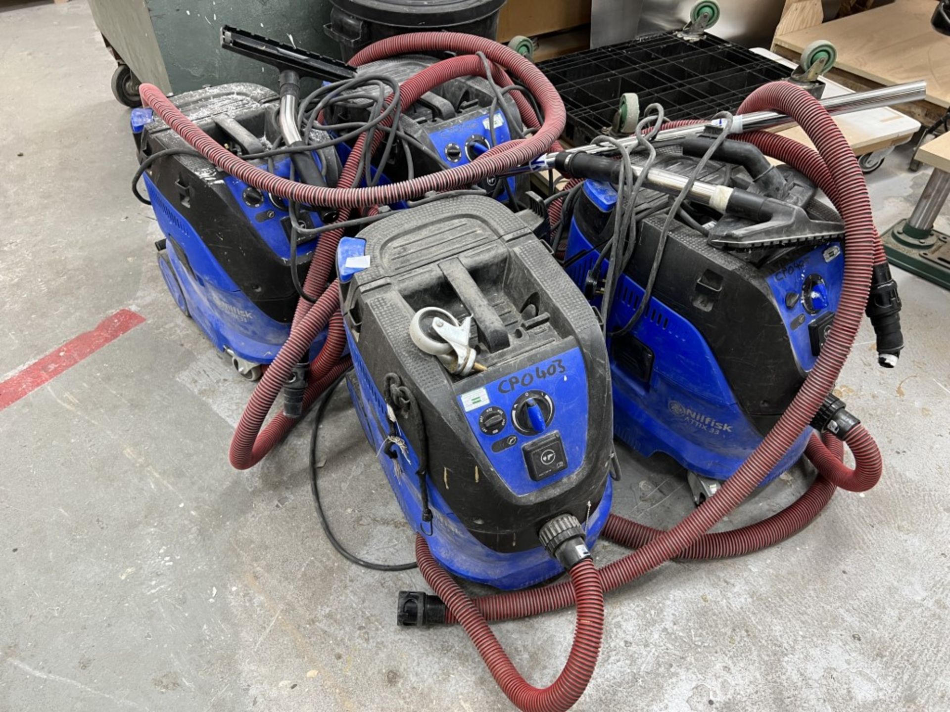 4x Nilfisk Attix 33 Industrial Vacuum Cleaners (Used)