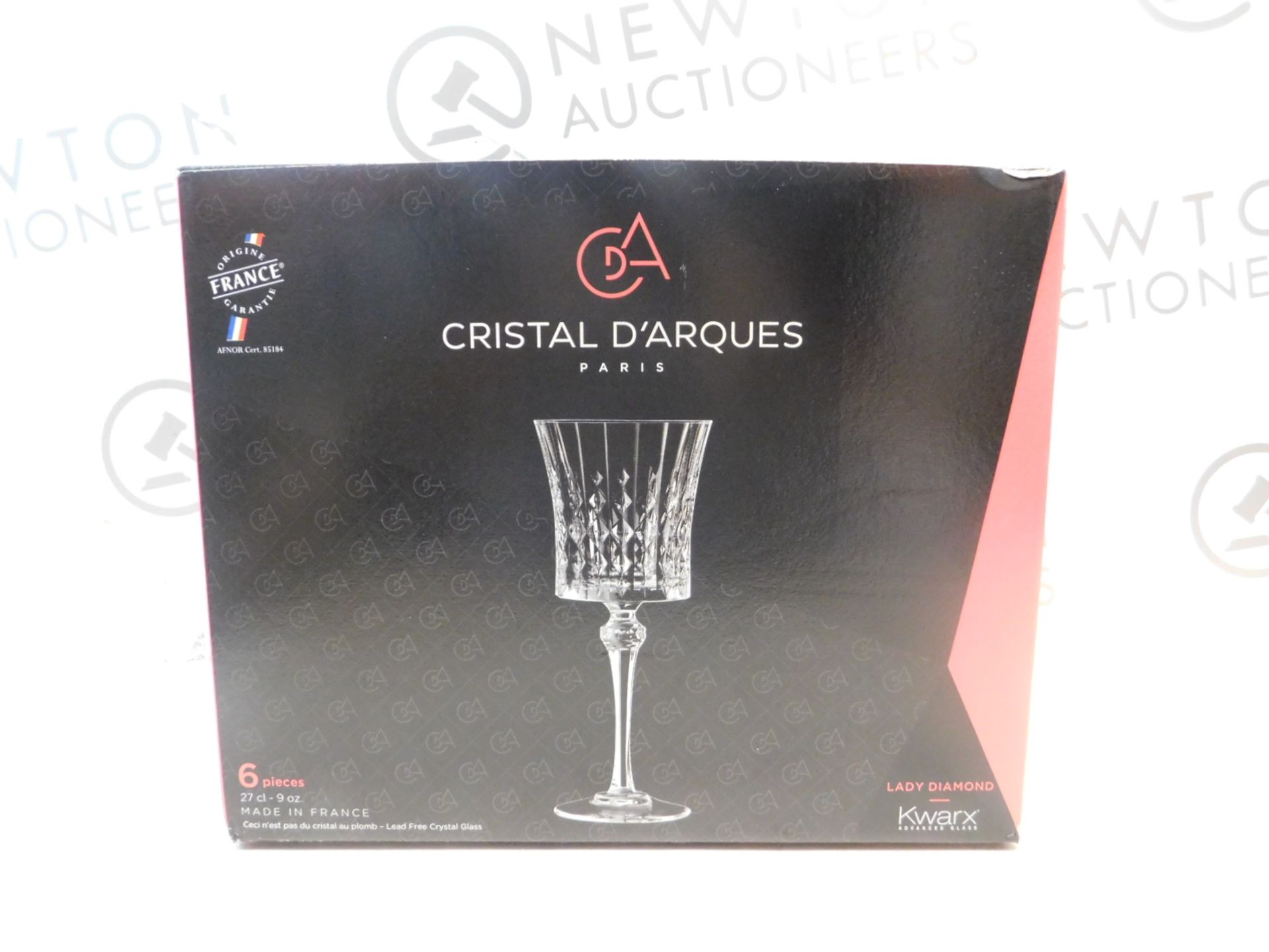 1 BOXED SET OF 6 CRISTAL D'ARQUES WINE GLASSES RRP Â£29