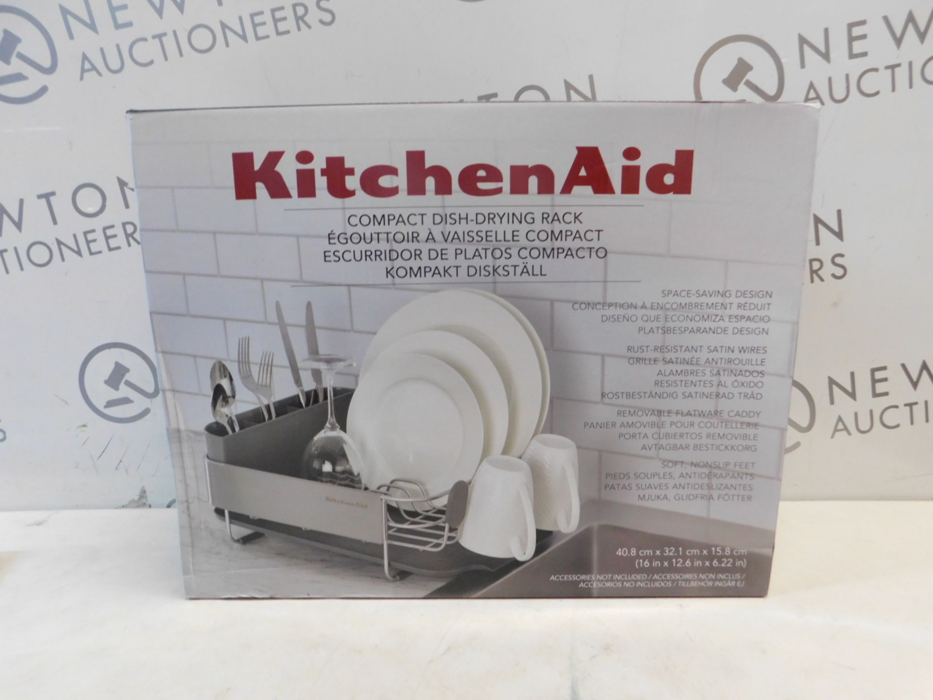 1 BOXED KITCHENAID COMPACT DISH RACK WITH STAINLESS STEEL PANEL RRP Â£39