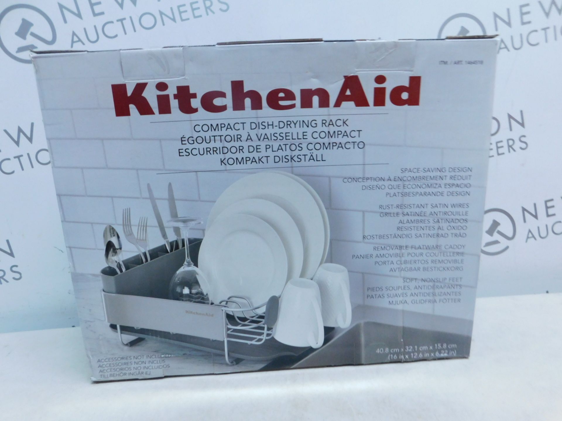 1 BOXED KITCHENAID COMPACT DISH RACK WITH STAINLESS STEEL PANEL RRP Â£39