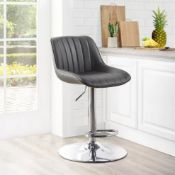 1 BAYSIDE FURNISHINGS BAR STOOL GREY STITCHED GAS LIFT RRP Â£149 (NO SCREWS, PICTURES FOR