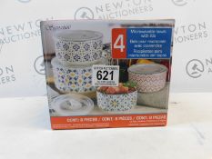 1 BOXED MICROWAVABLE STONEWARE BOWLS WITH LIDS RRP Â£29.99
