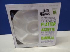 1 BRAND NEW BOXED CAFE EXPRESS 10PK WHITE PLASTIC 5 SECTION SERVING PLATTER RRP Â£14.99