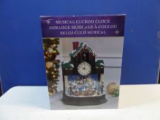 1 BOXED 16.5 INCHES (42CM) MUSICAL CHRISTMAS CUCKOO CLOCK TABLETOP ORNAMENT WITH LED LIGHTS & SOUNDS