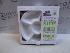 1 BRAND NEW BOXED CAFE EXPRESS 10PK WHITE PLASTIC 5 SECTION SERVING PLATTER RRP Â£14.99