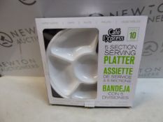 1 BRAND NEW BOXED CAFE EXPRESS 10PK WHITE PLASTIC 5 SECTION SERVING PLATTER RRP Â£14.99