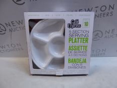 1 BRAND NEW BOXED CAFE EXPRESS 10PK WHITE PLASTIC 5 SECTION SERVING PLATTER RRP Â£14.99