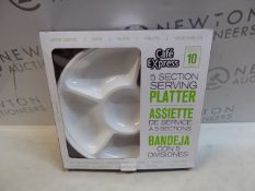 1 BRAND NEW BOXED CAFE EXPRESS 10PK WHITE PLASTIC 5 SECTION SERVING PLATTER RRP Â£14.99