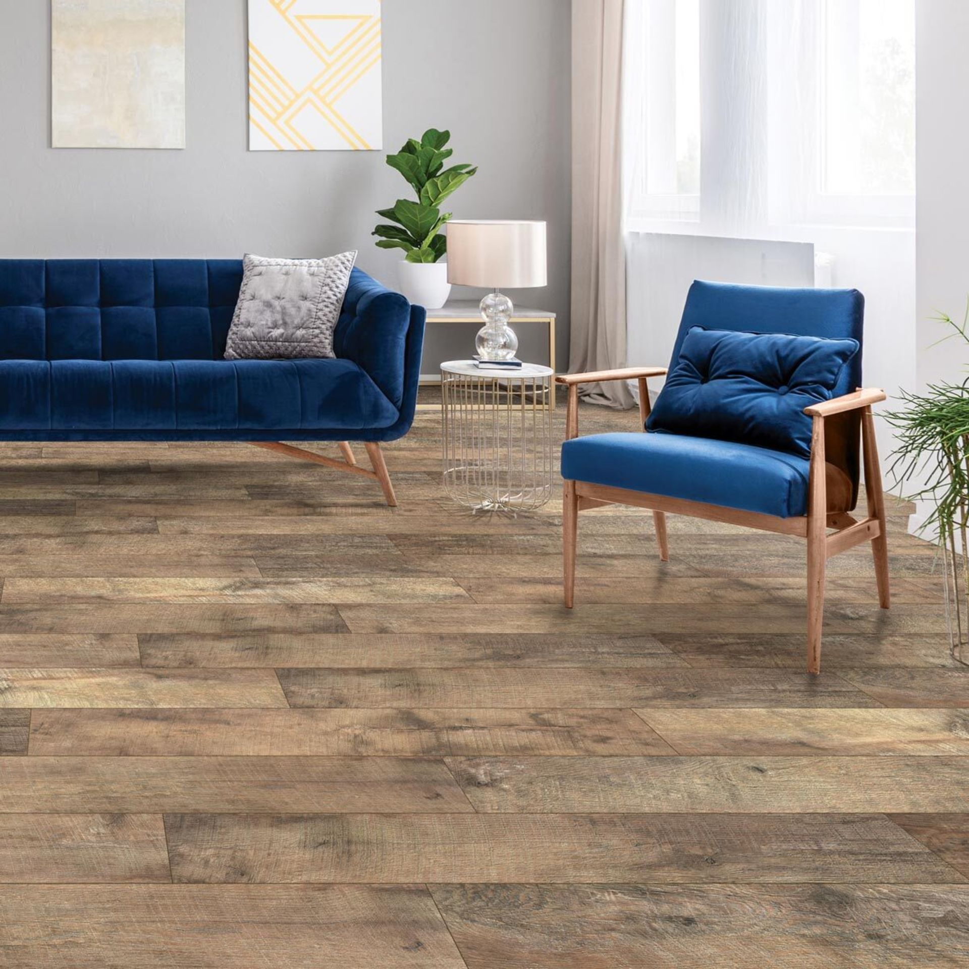 1 BOXED GOLDEN SELECT PROVIDENCE SPLASH SHIELD AC5 LAMINATE FLOORING WITH FOAM UNDERLAY - (COVERS