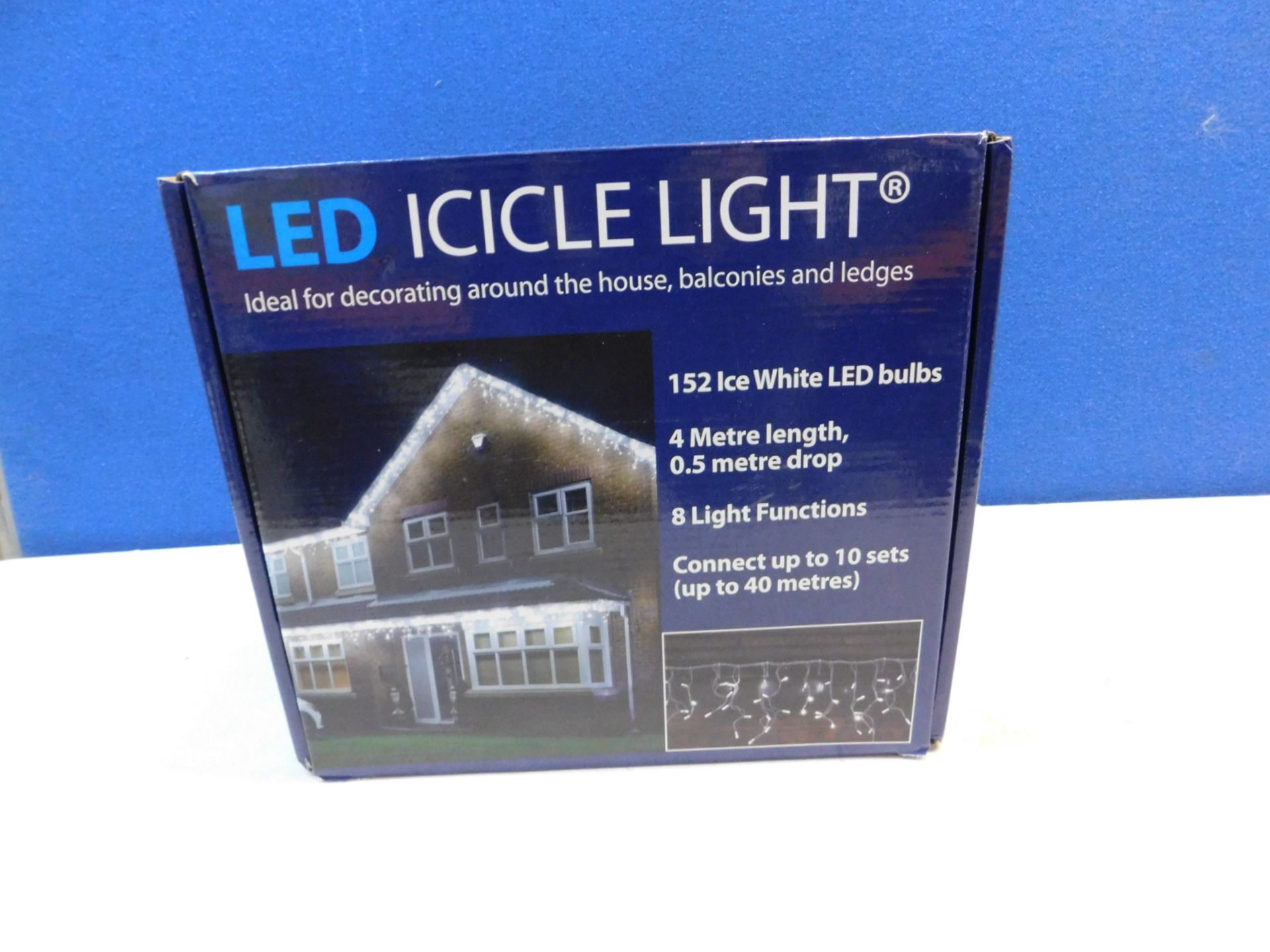 1 BOXED LIGHTS4YOU 13FT (4M) 152 LED ICE WHITE OUTDOOR ICICLE LIGHT RRP Â£49