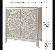1 BOXED PIKE & MAIN LITA WHITE ACCENT CONSOLE RRP Â£399 (DAMAGED AT THE TOP, PICTURES FOR