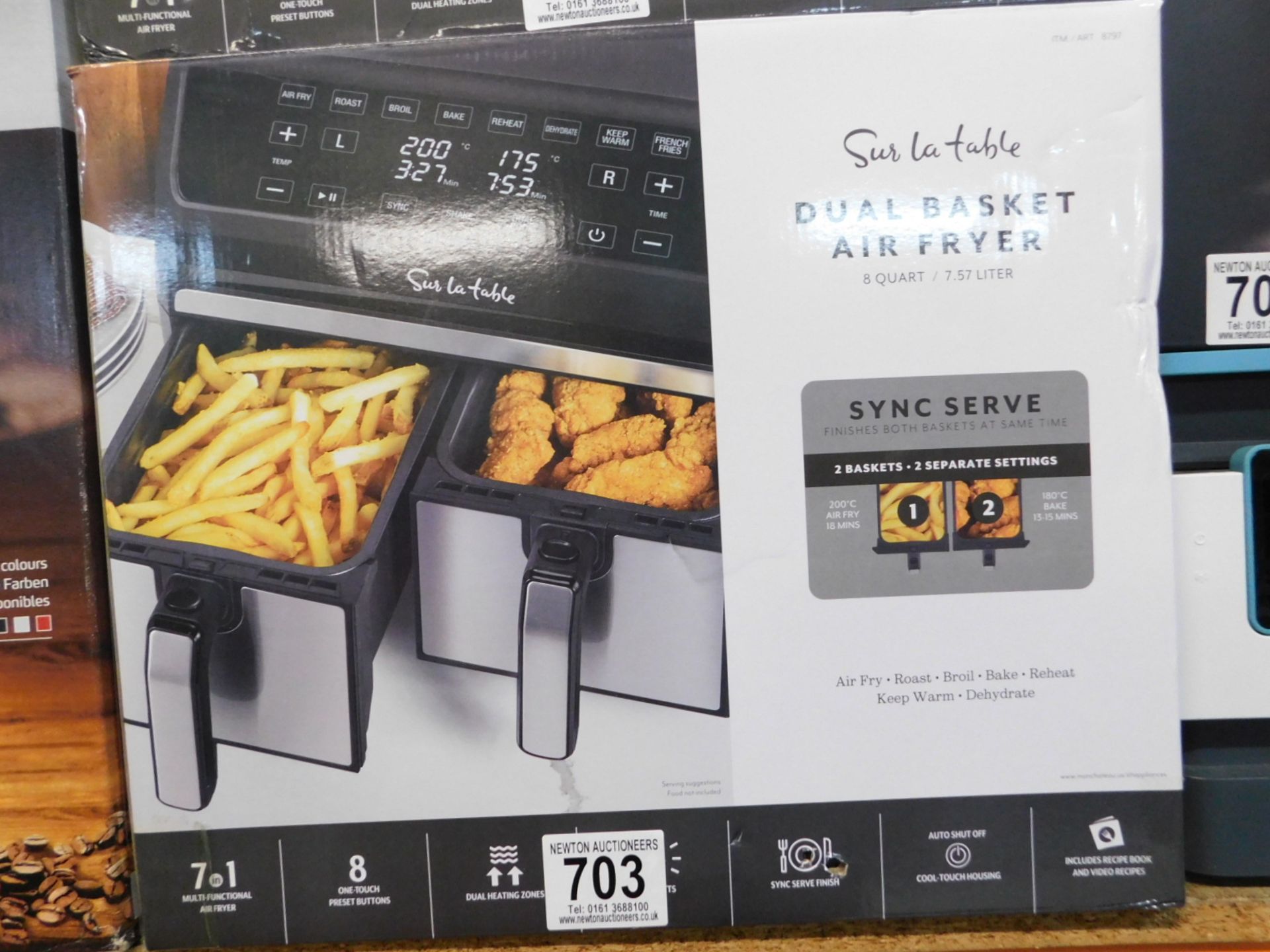 1 BOXED SUR LA TABLE DUAL BASKET AIR FRYER, 7.6L RRP Â£129