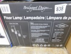 1 BOXED BRIDGEPORT DESIGNS HAMPTON METAL 3-ARM FLOOR LAMP RRP Â£79