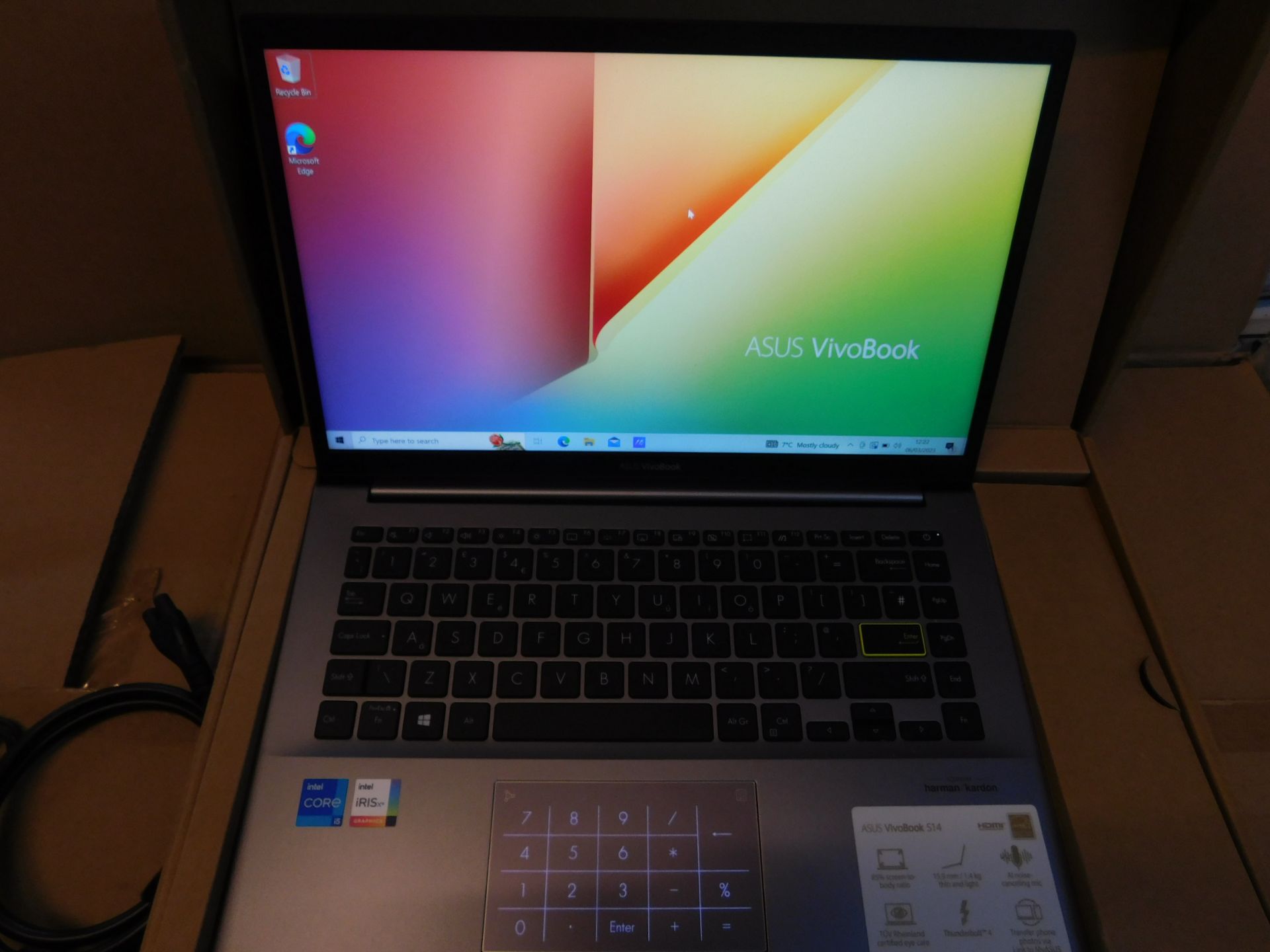 1 BOXED ASUS VIVOBOOK S14 S433E, INTEL CORE I5-1135G7, 8GB RAM, 512GB SSD, 14" LAPTOP WITH - Image 2 of 2