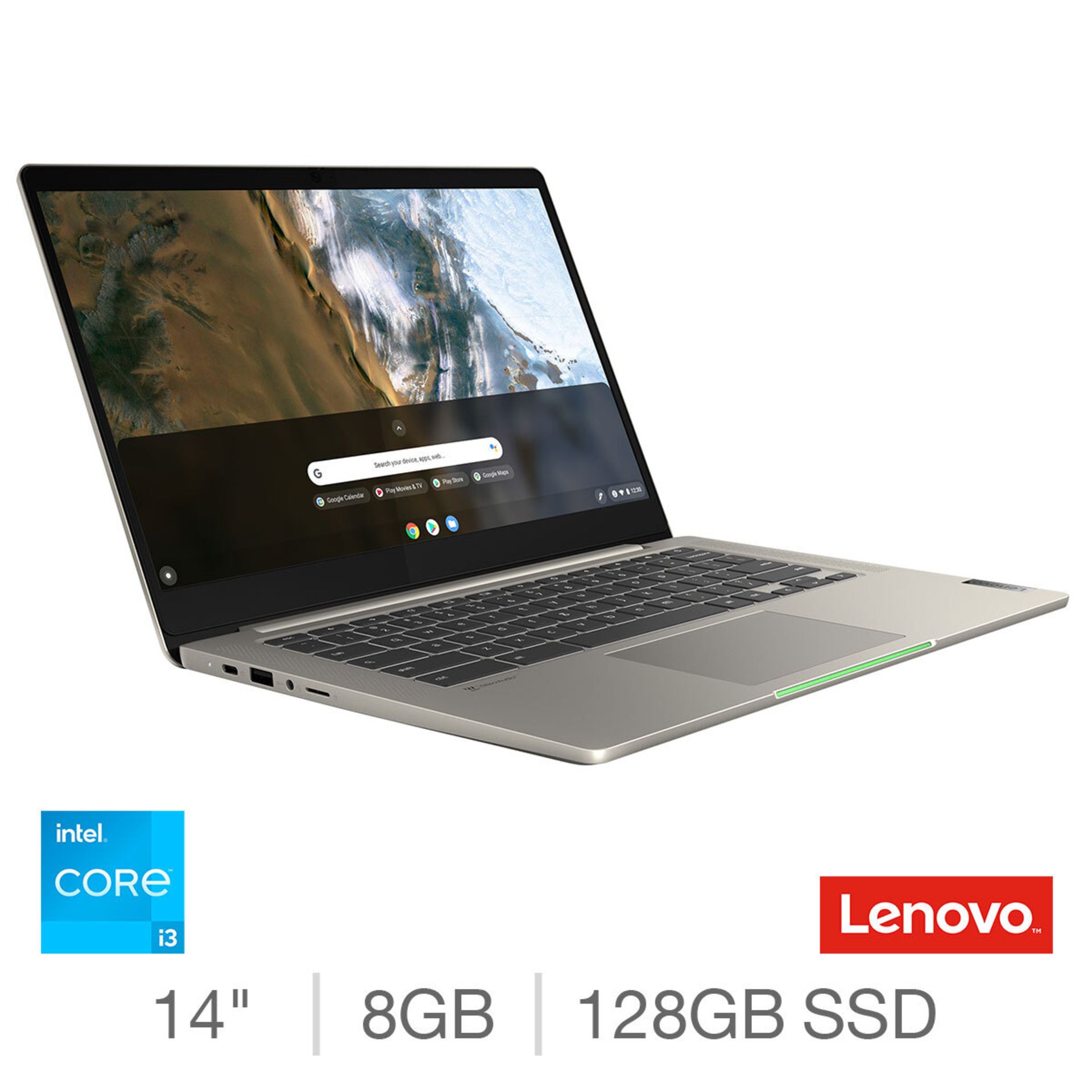 1 LENOVO CHROMEBOOK 5, INTEL CORE I3, 8GB RAM, 128GB SSD, 14 INCH CHROMEBOOK, 82M8000QUK WITH