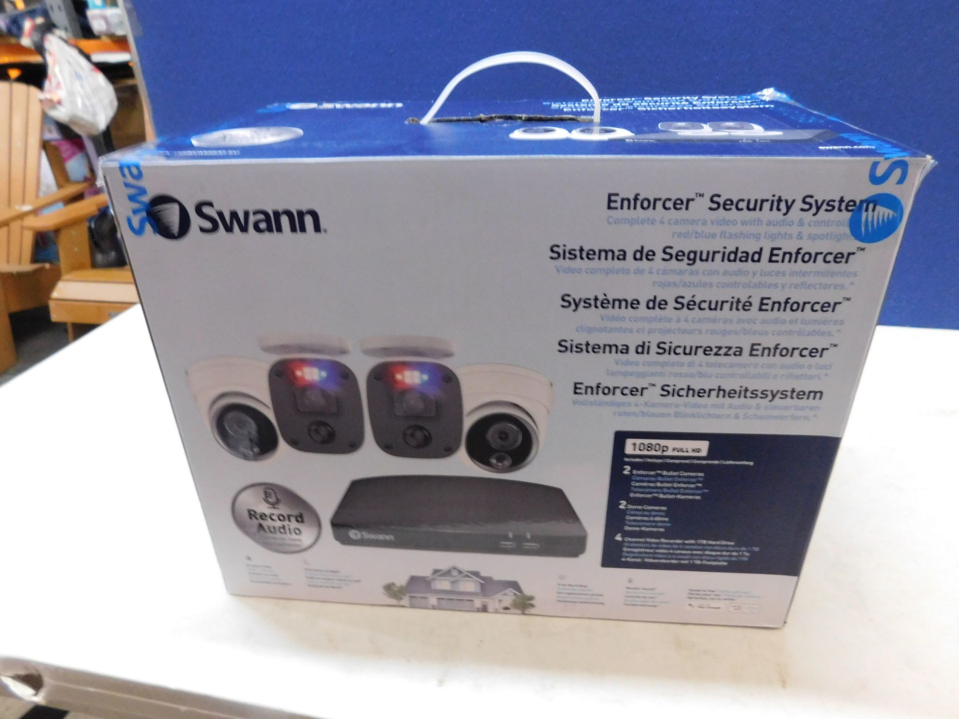 1 BOXED SWANN 4 CHANNEL 1080P 1TB DVR RECORDER WITH 2 X ENFORCERâ„¢ BULLET AND 2 X ENFORCERâ„¢