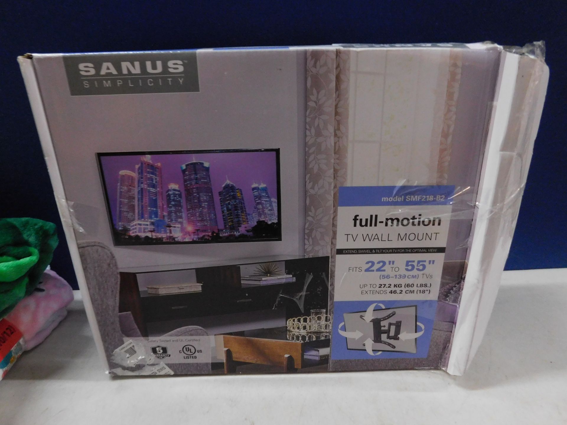 1 BOXED SANUS 22"-55" FULL MOTION ULTRA THIN TV WALL MOUNT RRP Â£89.99