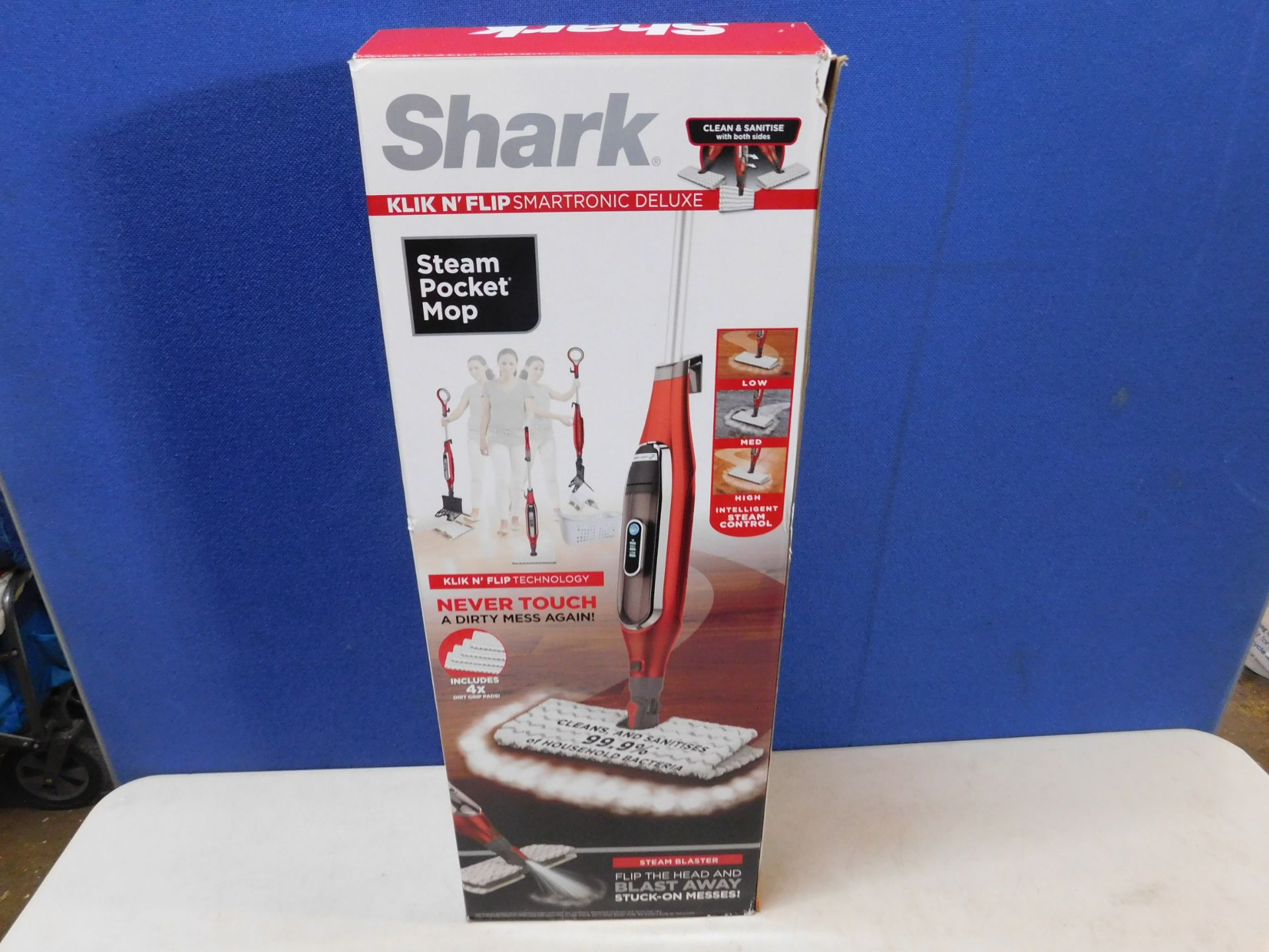 1 BOXED SHARK KLIK N FLIP STEAM POCKET MOP RRP Â£89.99