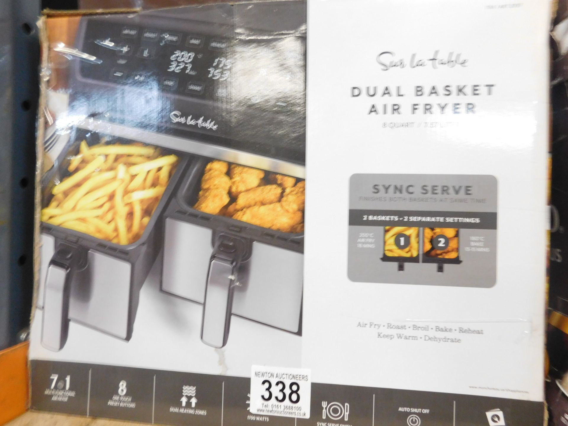 1 BOXED SUR LA TABLE DUAL BASKET AIR FRYER, 7.6L RRP Â£129