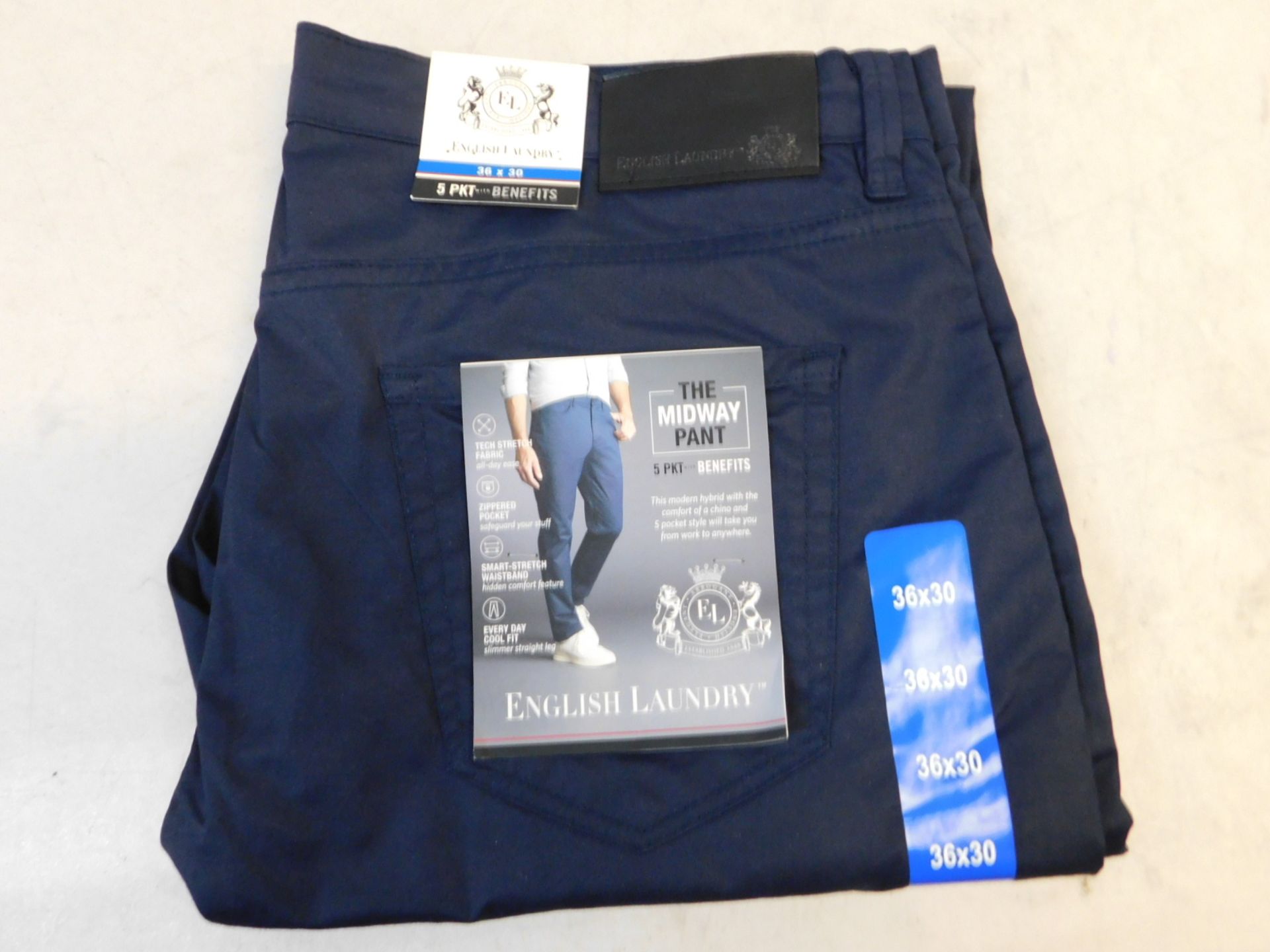 1 BRAND NEW ENGLISH LAUNDRY MIDWAY PANT, TECH STRETCH FABRIC,SIZE 36 X 30 RRP Â£24.99