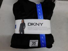 1 BRAND NEW DKNY STRETCH VELOUR 2 PIECE LOUNGE SET SIZE L IN BLACK RRP Â£24.99