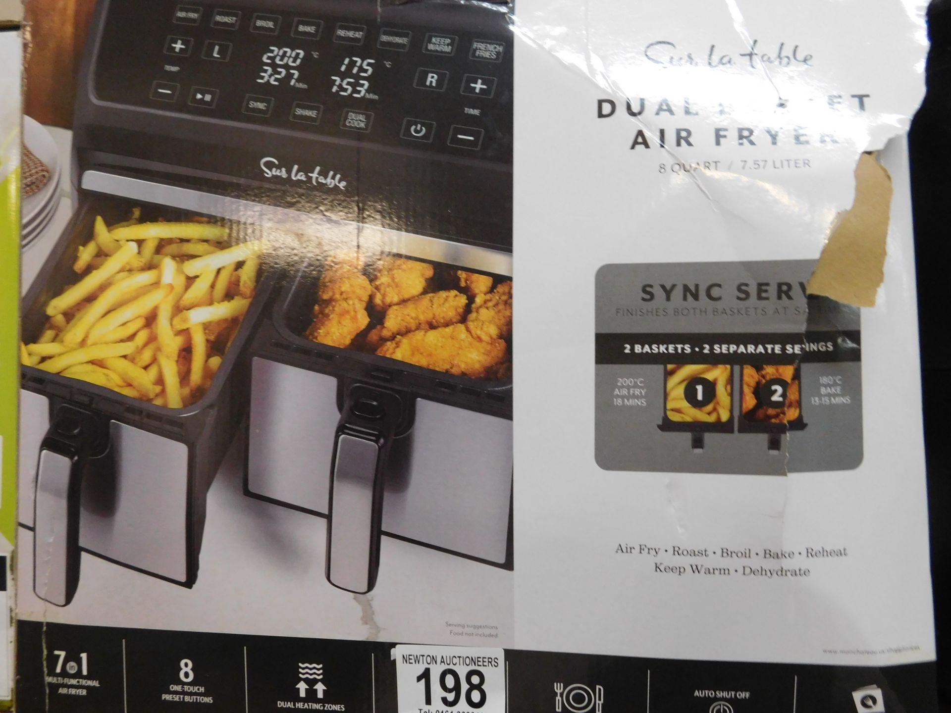 1 BOXED SUR LA TABLE DUAL BASKET AIR FRYER, 7.6L RRP Â£129