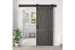 1 BOXED OVE DECORS HOMESTEAD SLIDING INTERIOR BARN DOOR IN CARBON GREY WOOD RRP Â£399 (PICTURES