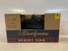 1 BRAND NEW BOXED PAIR OF DEARFOAMS MENS SIZE S MEMORY FOAM SLIPPERS RRP Â£34.99