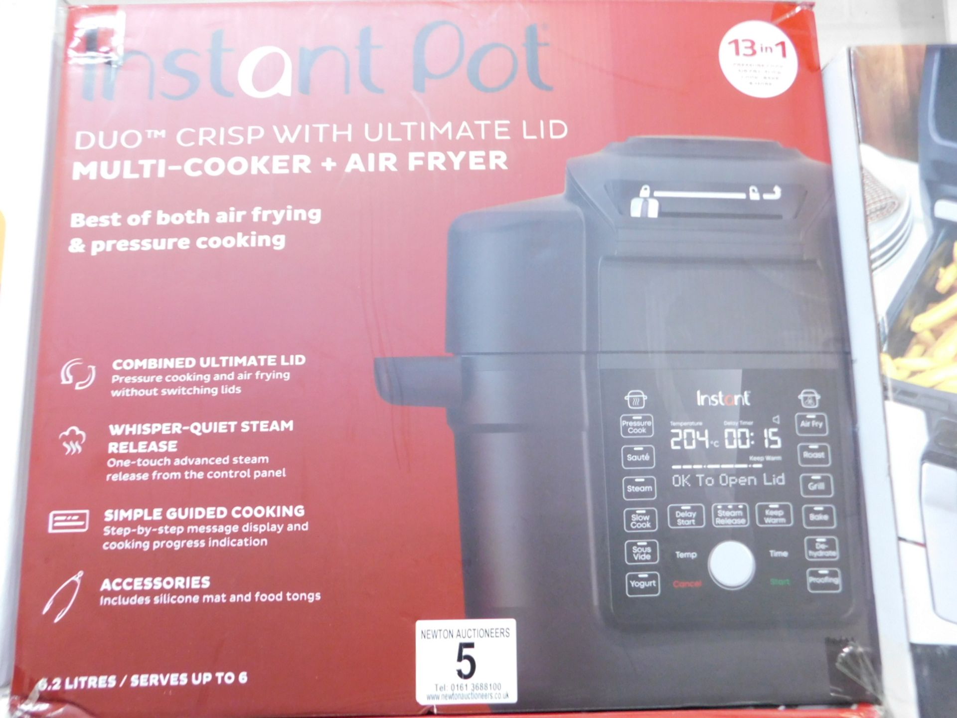 1 BOXED INSTANT POT GOURMET CRISP ULTIMATE 13-IN-1 PRESSURE COOKER & AIR FRYER, 6.2L RRP Â£199