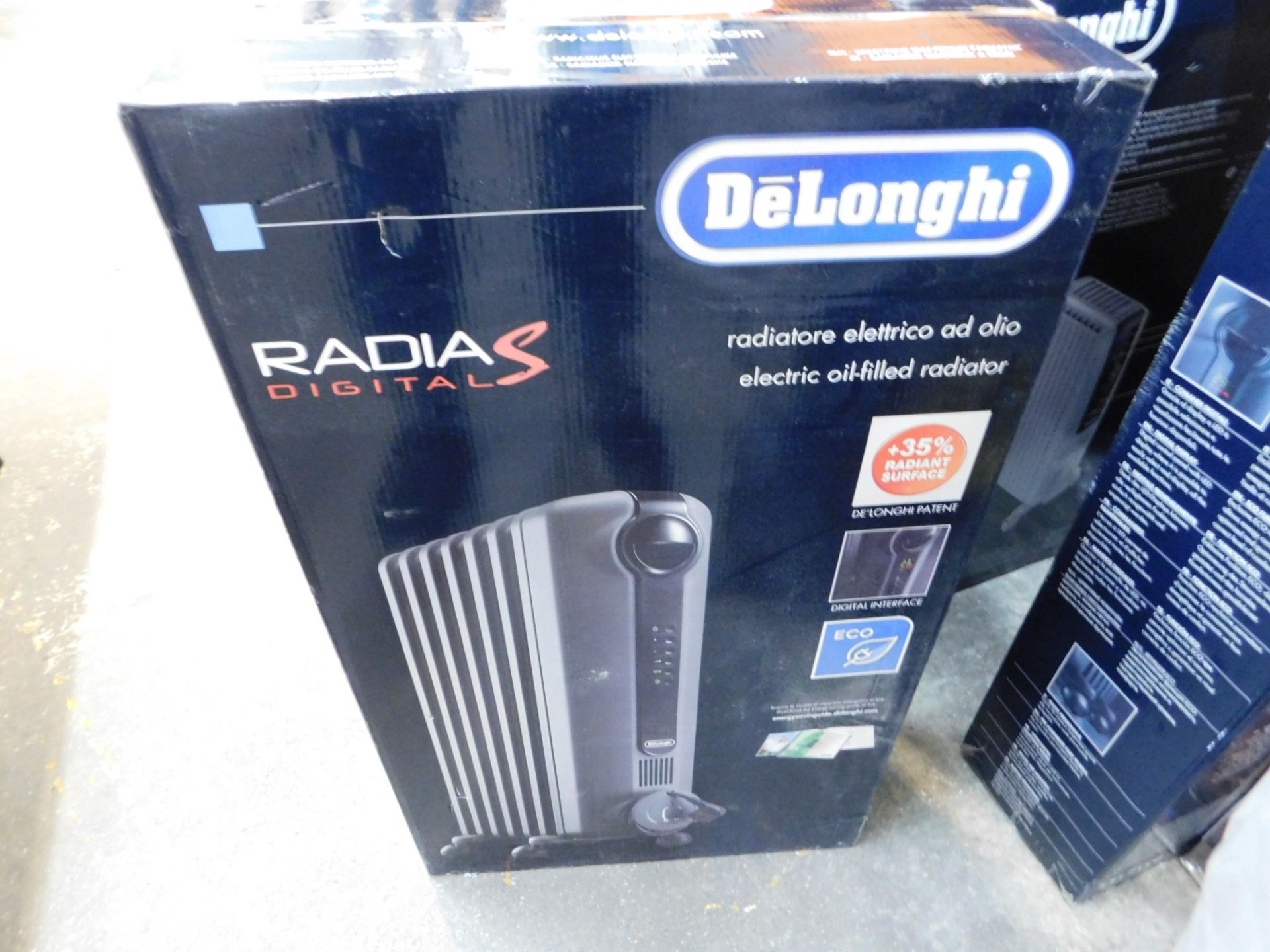 1 BOXED DELONGHI RADIA S OIL FILLED 1.5KW RADIATOR GREY RRP Â£129