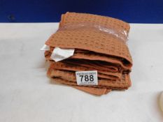 1 SET OF 4 BROWN SQURED PATTERN HAND TOWELS