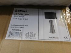 1 BOXED DAR BOK4232/X BOKARA TABLE LAMP SILVER WITH SHADE RRP Â£129