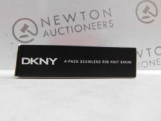 1 BRAND NEW BOXED DKNY WOMEN'S SEAMLESS RIB KNIT 4 PACK BIKINI BRIEF SIZE L RRP Â£24.99