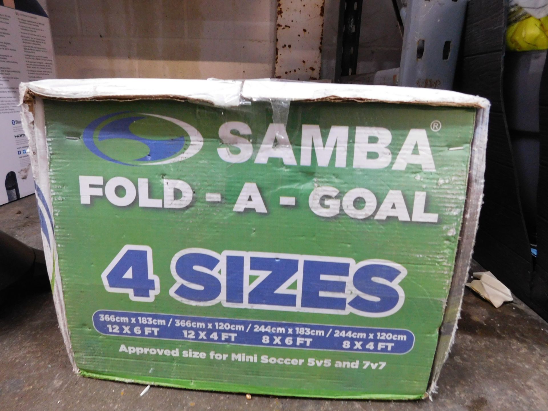 1 BOXED SAMBA MULTI SIZE FOLDING FOOTBALL GOAL RRP Â£129