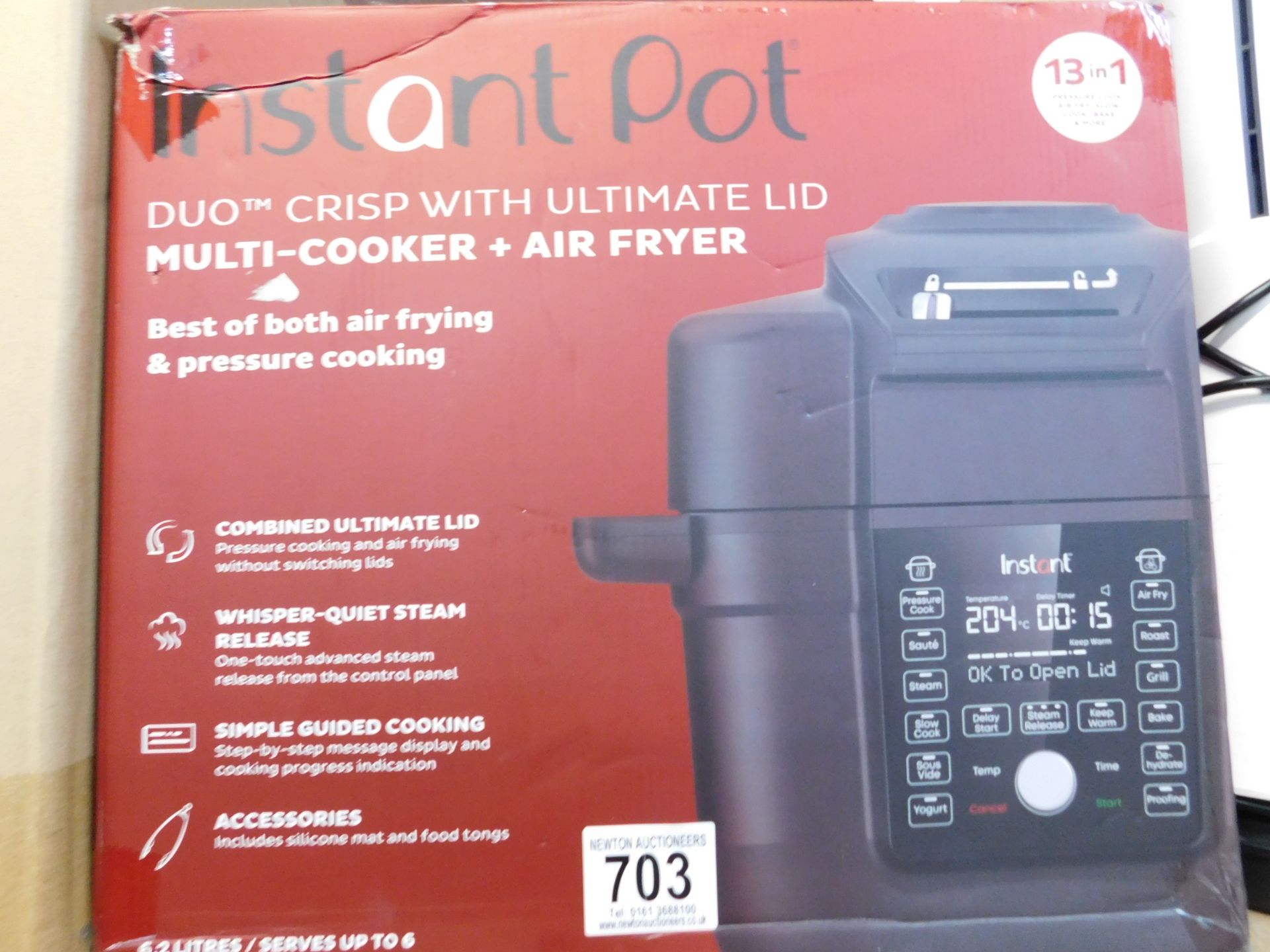 1 BOXED INSTANT POT GOURMET CRISP ULTIMATE 13 IN 1 PRESSURE COOKER & AIR FRYER 6.2L RRP Â£199