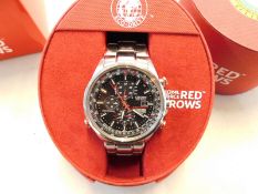 1 BOXED MENS CITIZEN ECO-DRIVE RED ARROWS AEROBATIC TEAM RADIO CONTROLLED CHRONOGRAPH STAINLESS