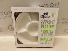 1 BRAND NEW BOXED CAFE EXPRESS 10PK WHITE PLASTIC 5 SECTION SERVING PLATTER RRP Â£14.99