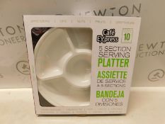 1 BRAND NEW BOXED CAFE EXPRESS 10PK WHITE PLASTIC 5 SECTION SERVING PLATTER RRP Â£14.99