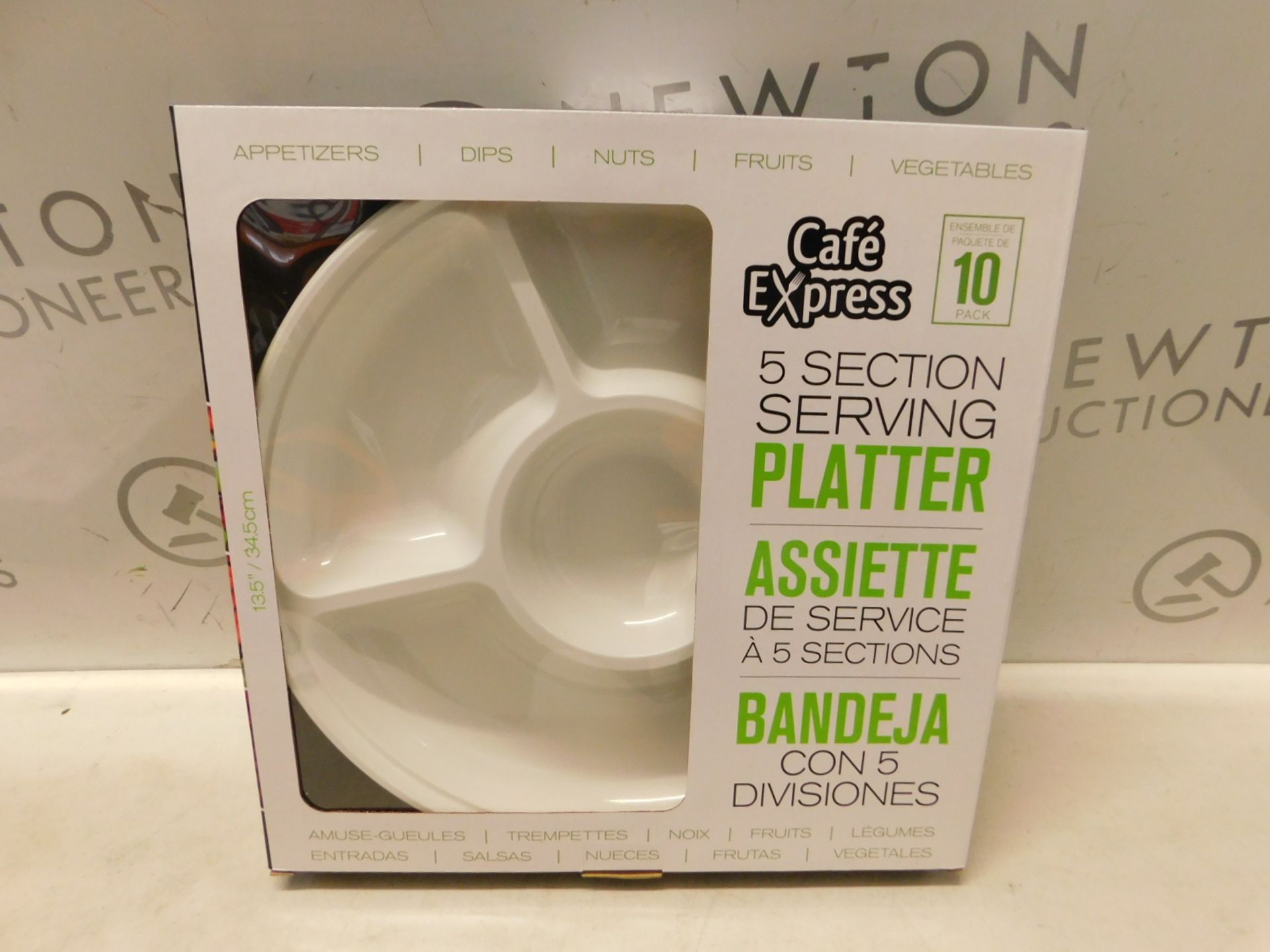 1 BRAND NEW BOXED CAFE EXPRESS 10PK WHITE PLASTIC 5 SECTION SERVING PLATTER RRP Â£14.99