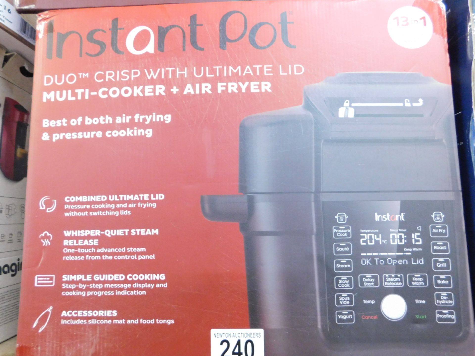 1 BOXED INSTANT POT GOURMET CRISP ULTIMATE 13-IN-1 PRESSURE COOKER & AIR FRYER, 6.2L RRP Â£199