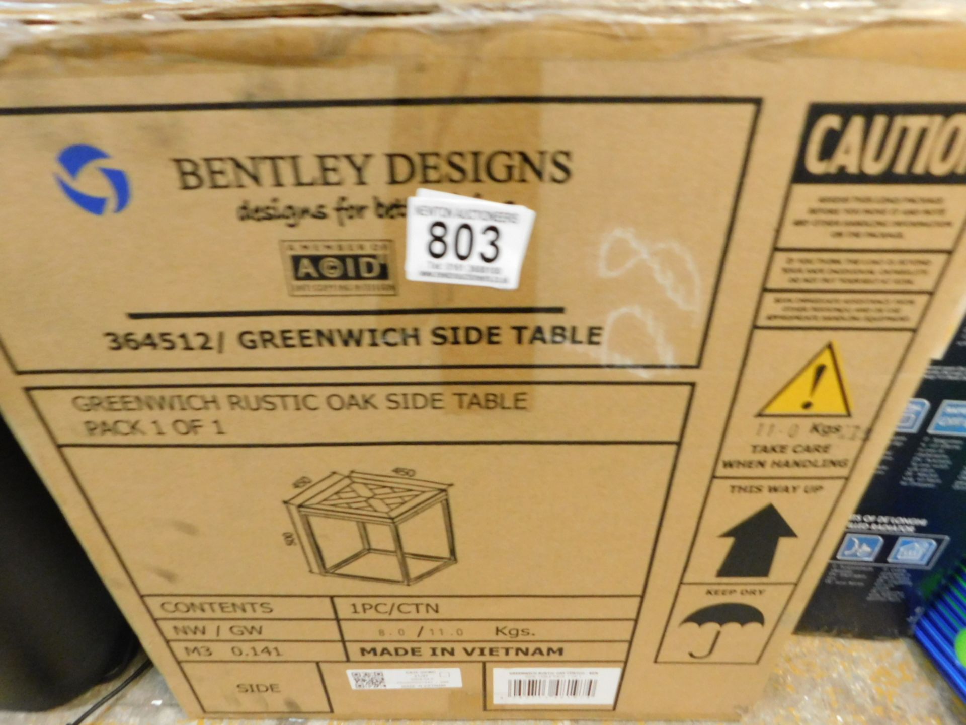 1 BOXED BENTLEY DESIGNS GREENWICH RUSTIC OAK SIDE TABLE RRP Â£129.99