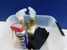 1 LOT OF ASSORTED ITEMS CONSISTING OF WD-40, ALLOY WHEEL CLEANER AND GLOVES RRP Â£29.99