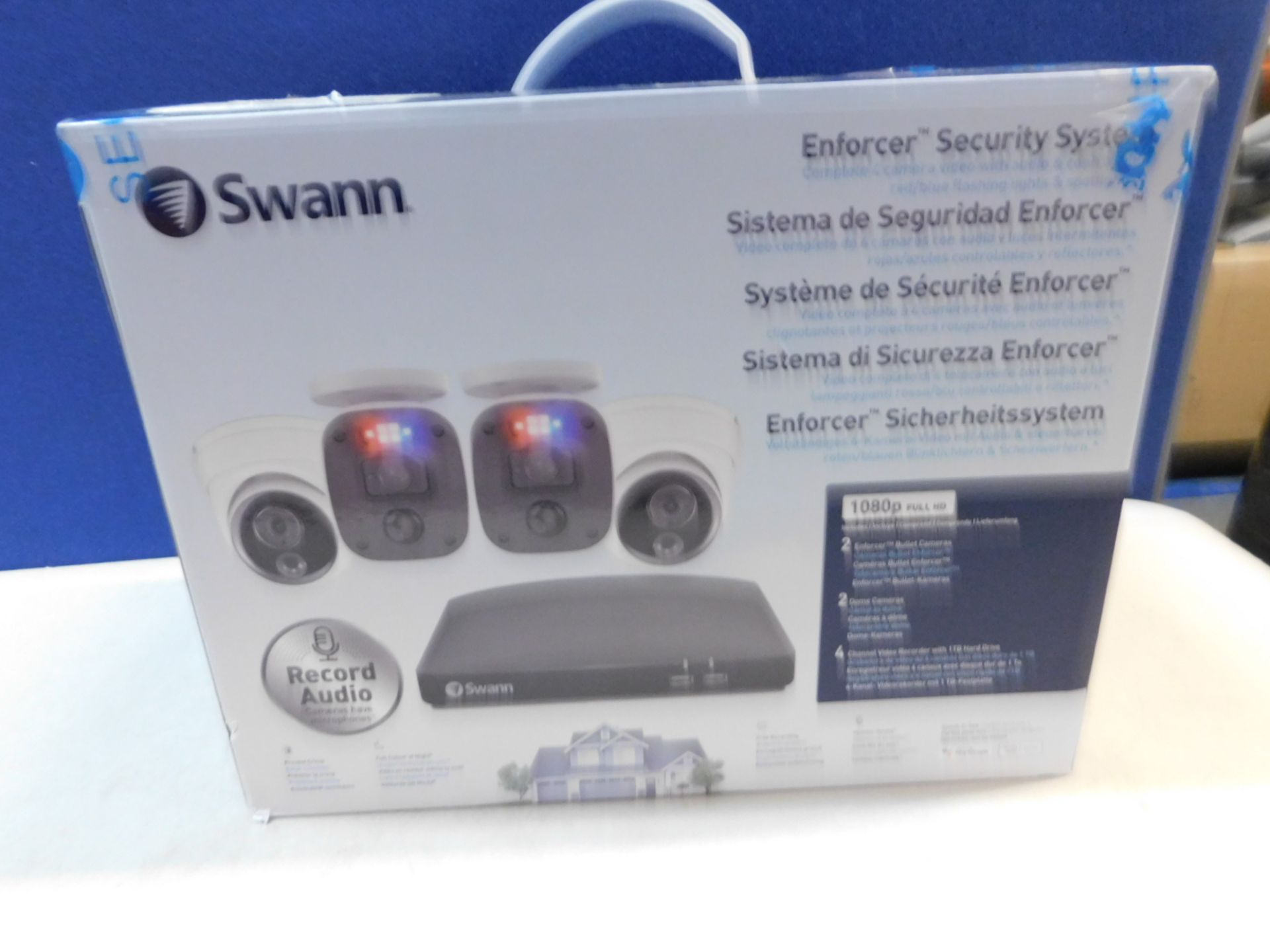 1 BOXED SWANN 4 CHANNEL 1080P 1TB DVR RECORDER WITH 2 X ENFORCER BULLET AND 2 X ENFORCER DOME