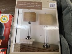 1 BOXED PAIR OF GLASS TABLE LAMPS RRP Â£79.99