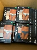 1 BRAND NEW BOXED DKNY WOMEN'S SEAMLESS RIB KNIT 4 PACK BIKINI BRIEF SIZE XL RRP Â£24.99 (VARIOUS